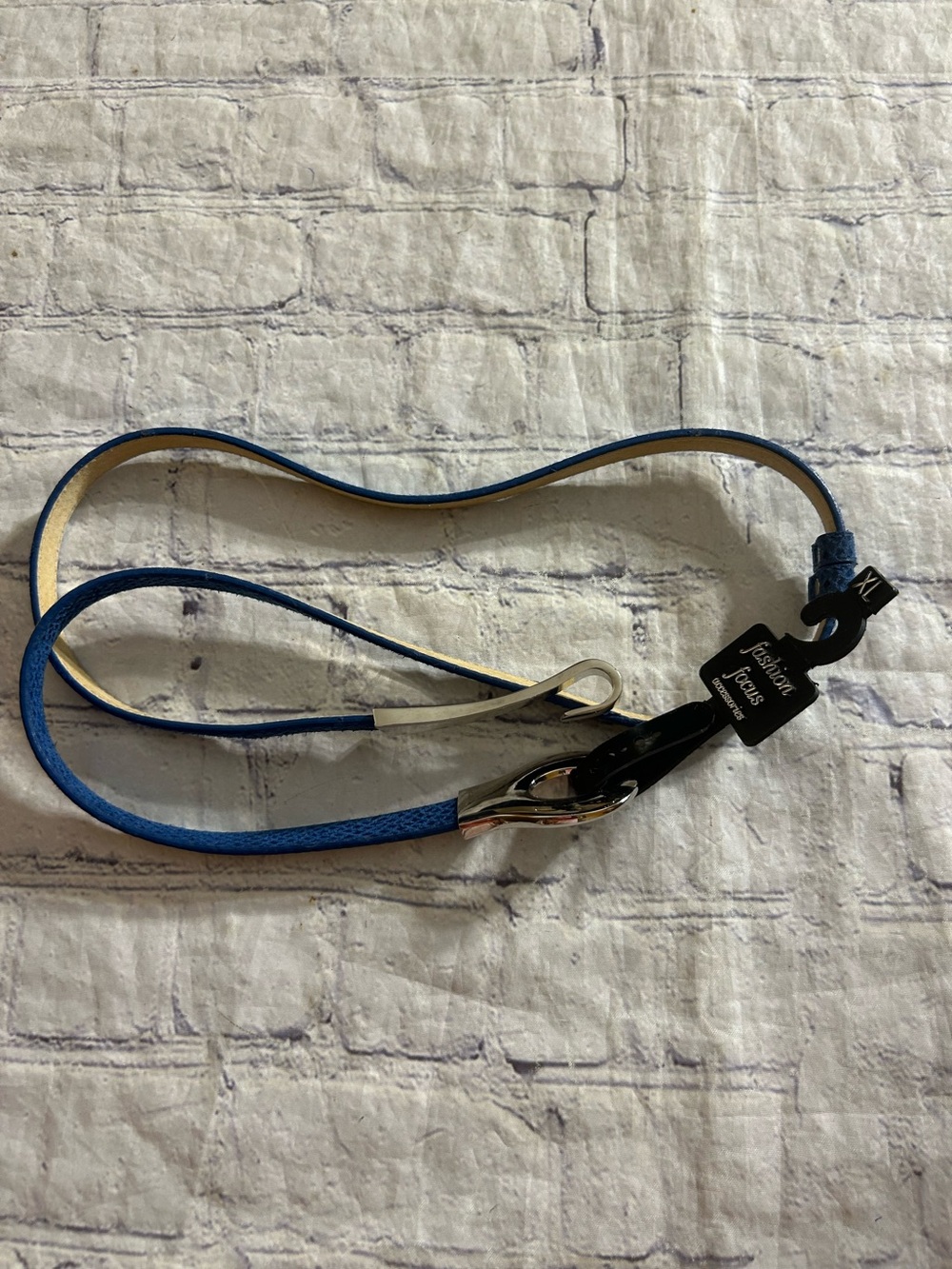 FASHION FOCUS ACCESSOIRES BLUE LEATHER LINED FAUX SKIN PRINT SILVER HOOK BELT XL